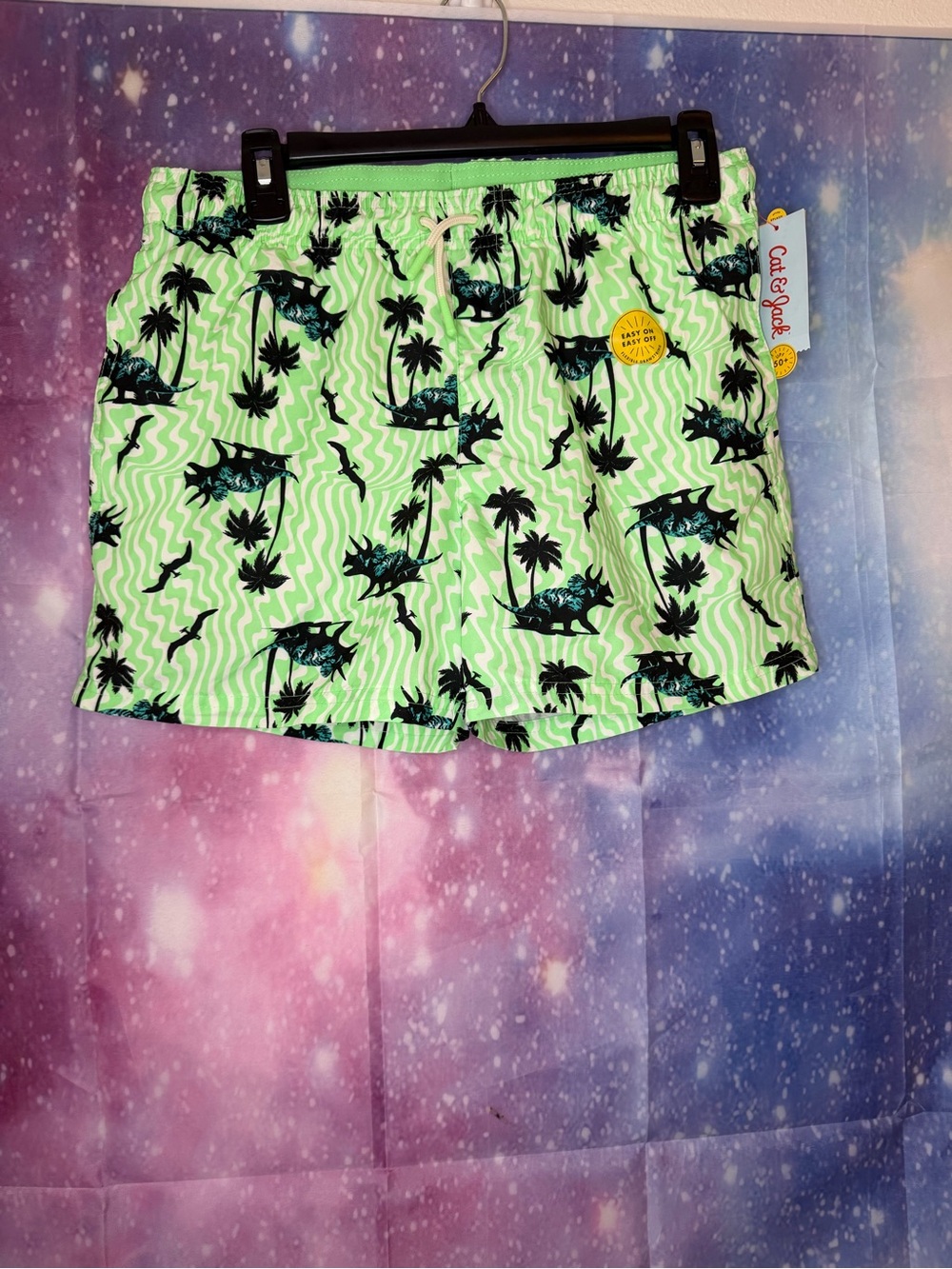 New boys cat & Jack husky sized dinosaur swim trunks